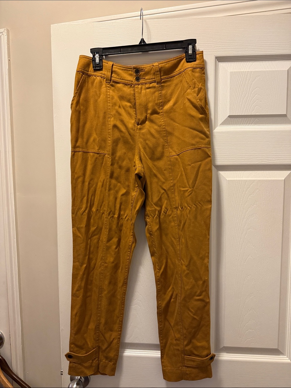 Garnet Hill Women's Cropped Tapered Pants in Mustard